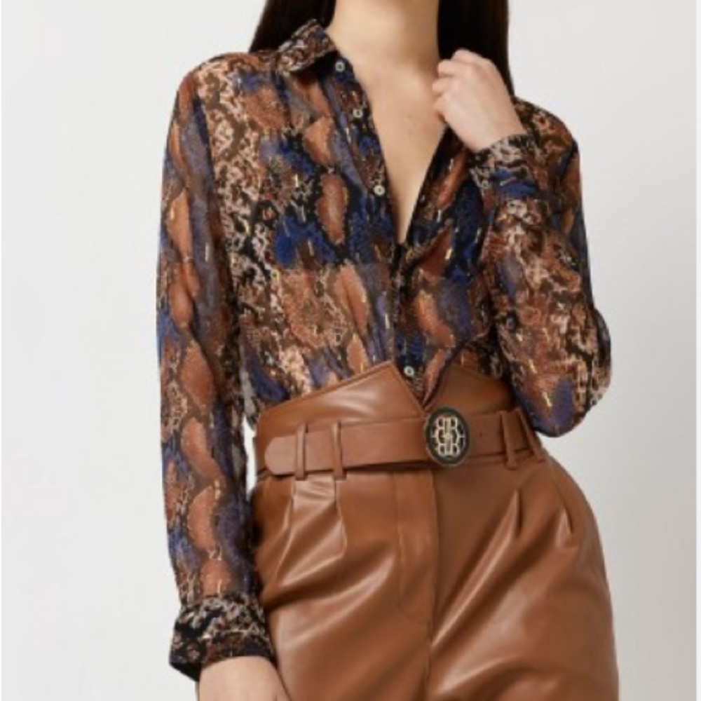 River Island Brown snake print shirt